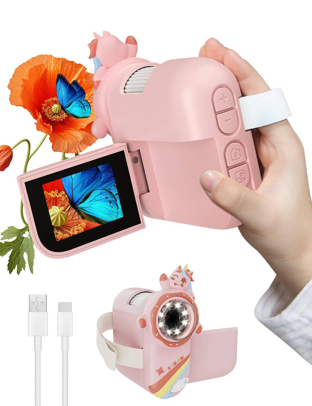 Kids Handheld Digital Microscope – 500X Rechargeable Pocket Scope for Science & Nature